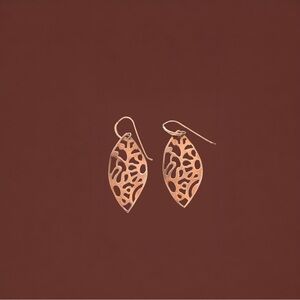 18k Gold Plated Filigree Leaf Drop Earrings